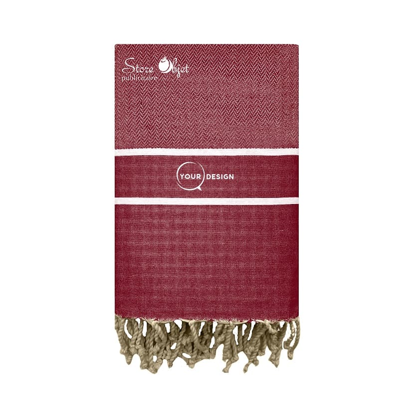 Fouta-chevron-rouge-bordeaux-tunisie-store-objet-publicitaire