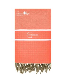 Fouta chevron bandes blanches rouge tomate
