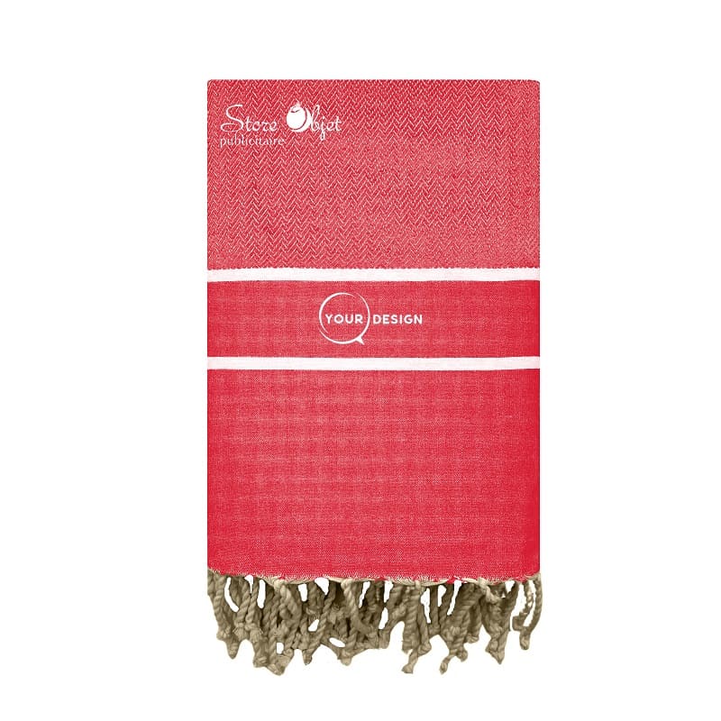 Fouta-chevron-rouge-vif-tunisie-store-objet-publicitaire