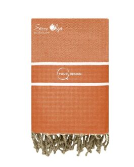 Fouta chevron bandes blanches terracotta