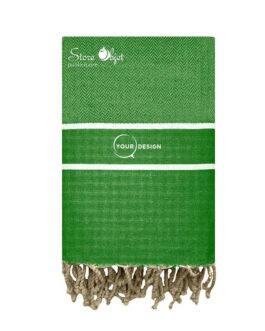 Fouta chevron bandes blanches vert bouteille