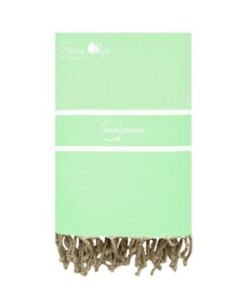 Fouta chevron bandes blanches vert d’eau