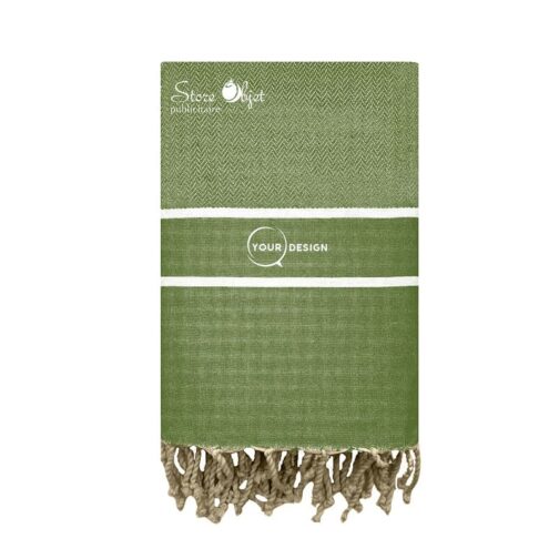 Fouta-chevron-vert-olive-tunisie-store-objet-publicitaire