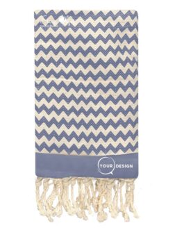 Fouta jacquard zig zag bleu ardoise