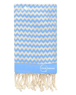 Fouta jacquard zig zag bleu ciel