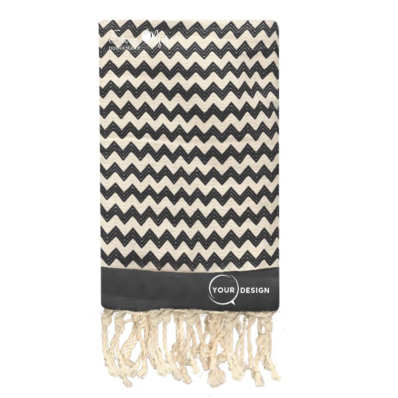 Fouta-jacquard-zig-zag-gris-anthracite-tunisie-store-objet-publicitaire