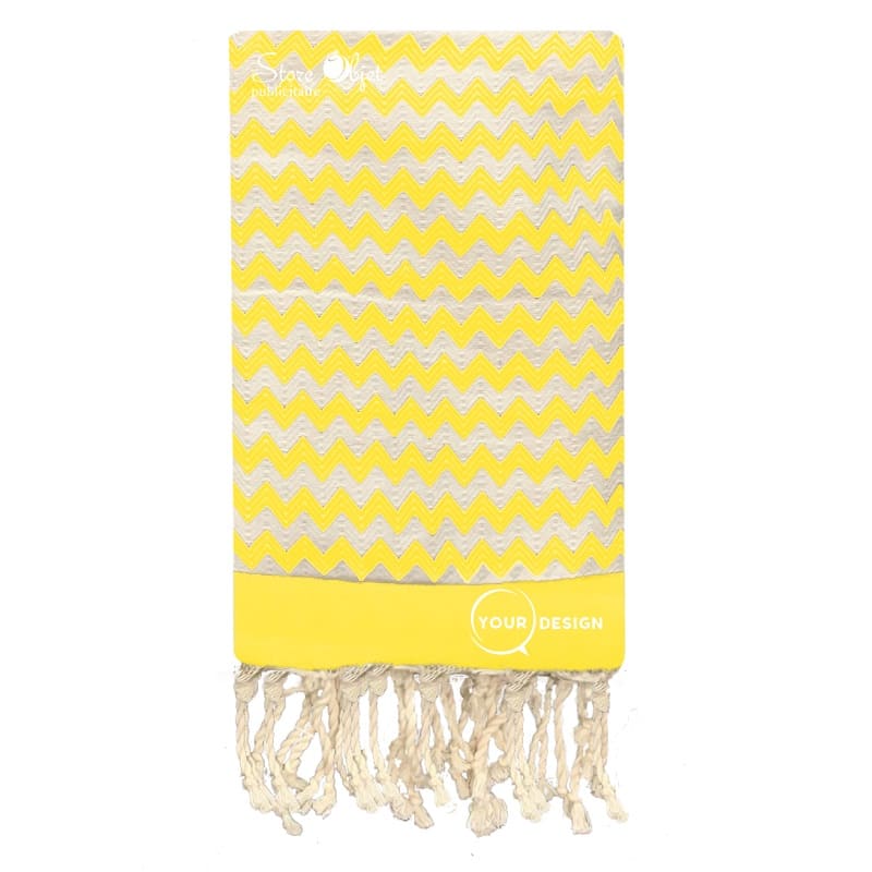 Fouta-jacquard-zig-zag-jaune-imperial-tunisie-store-objet-publicitaire