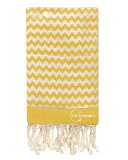 Fouta jacquard zig zag jaune moutarde