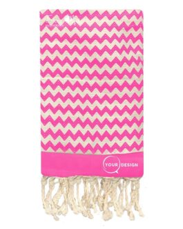 Fouta jacquard zig zag rose bonbon