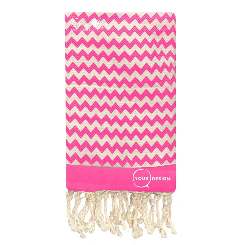 Fouta-jacquard-zig-zag-rose-fushia-tunisie-store-objet-publicitaire