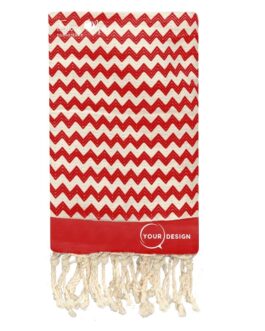 Fouta jacquard zig zag rouge cerise