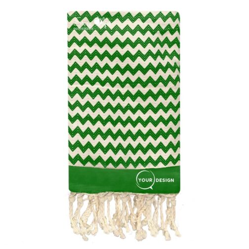 Fouta-jacquard-zig-zag-vert-fonce-tunisie-store-objet-publicitaire