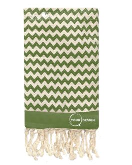 Fouta jacquard zig zag vert olive