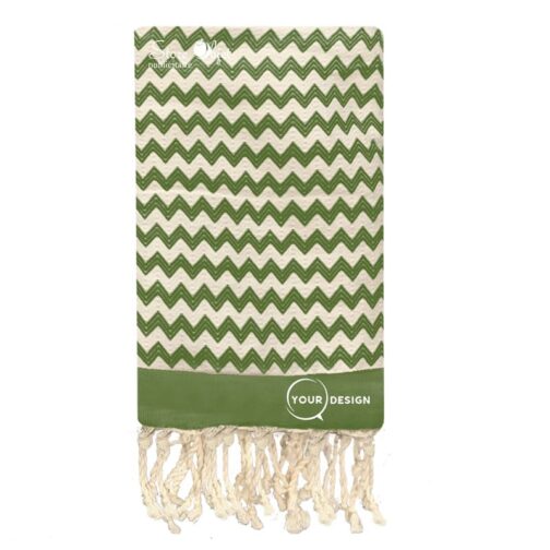 Fouta-jacquard-zig-zag-vert-olive-tunisie-store-objet-publicitaire