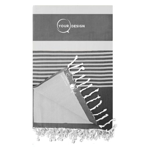 fouta-doublee-eponge-anthracite-gris-clair-tunisie-store-objet-publicitaire