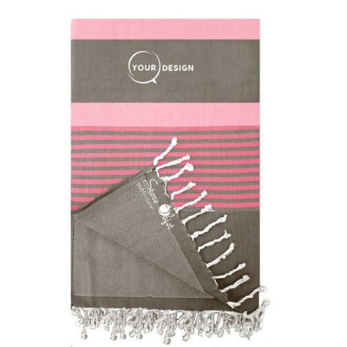 fouta-doublee-eponge-anthracite-nuances-rose-tunisie-store-objet-publicitaire