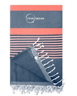 fouta-doublee-eponge-bleu-corail-saumon-tunisie-store-objet-publicitaire