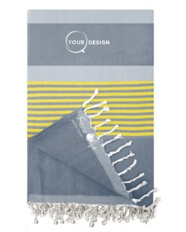 Fouta doublée éponge charbon, gris et or