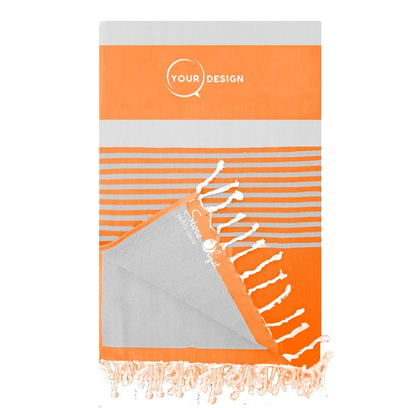 fouta-doublee-eponge-orange-gris-tunisie-store-objet-publicitaire