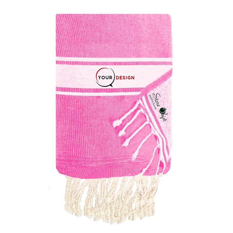 fouta-doublee-eponge-plate-rose-bonbon-tunisie-store-objet-publicitaire