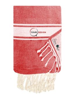 Fouta plate doublée éponge rouge cerise