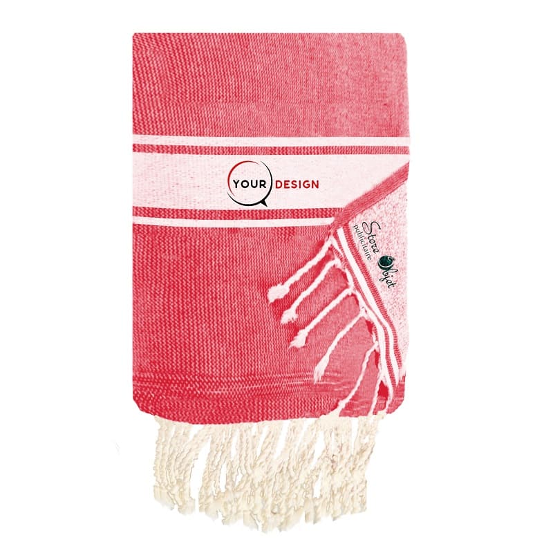 fouta-doublee-eponge-plate-rouge-vif-tunisie-store-objet-publicitaire