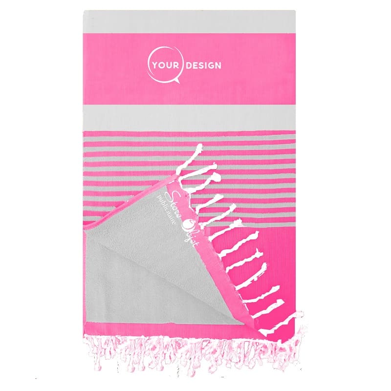 fouta-doublee-eponge-rose-fushia-gris-tunisie-store-objet-publicitaire