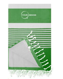 Fouta doublée éponge vert bouteille et gris