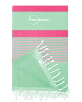 Fouta doublée éponge vert, fushia et magenta