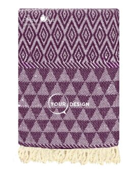 Fouta jacquard diamant aubergine