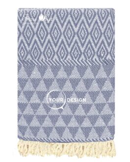 Fouta jacquard diamant bleu ardoise