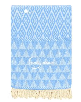 Fouta jacquard diamant bleu ciel