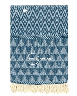 Fouta jacquard diamant bleu jean