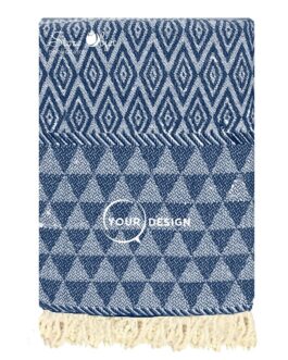 Fouta jacquard diamant bleu marine