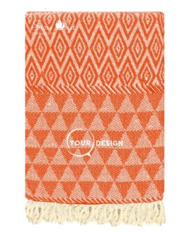 Fouta jacquard diamant corail