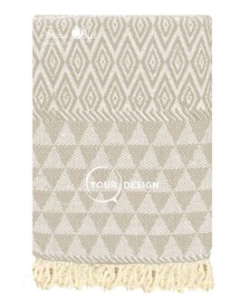 Fouta jacquard diamant grège