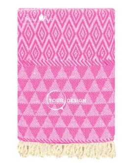 Fouta jacquard diamant rose bonbon