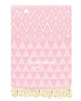 Fouta jacquard diamant rose clair