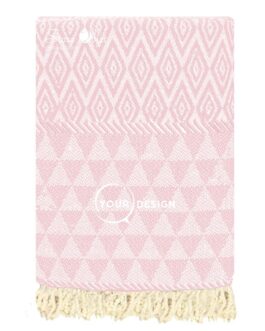 Fouta jacquard diamant rose poudré