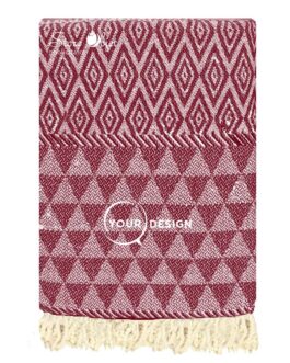 Fouta jacquard diamant rouge bordeaux