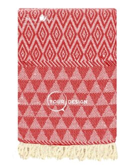 Fouta jacquard diamant rouge cerise