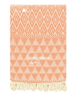 Fouta jacquard diamant saumon