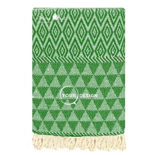 fouta-jacquard-diamant-vert-bouteille-tunisie-store-objet-publicitaire