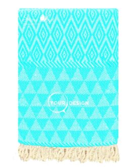 Fouta jacquard diamant vert cyan