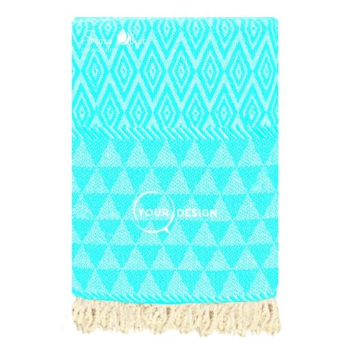 fouta-jacquard-diamant-vert-cyan-tunisie-store-objet-publicitaire