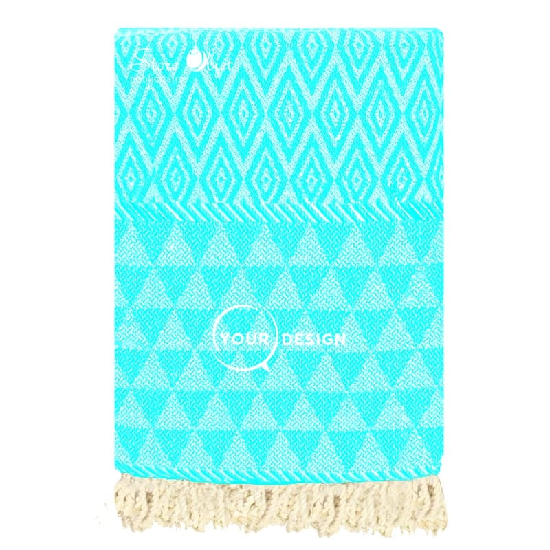 fouta-jacquard-diamant-vert-cyan-tunisie-store-objet-publicitaire