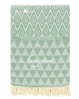 Fouta jacquard diamant vert minéral