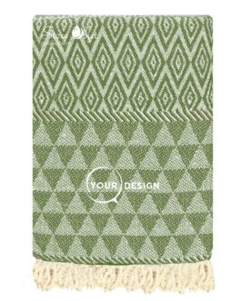 Fouta jacquard diamant vert olive