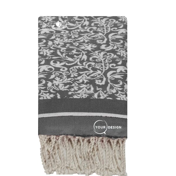 fouta-jacquard-florale-anthracite-tunisie-store-objet-publicitaire