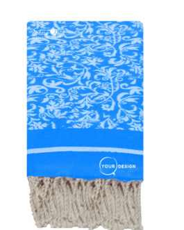 Fouta jacquard florale azur